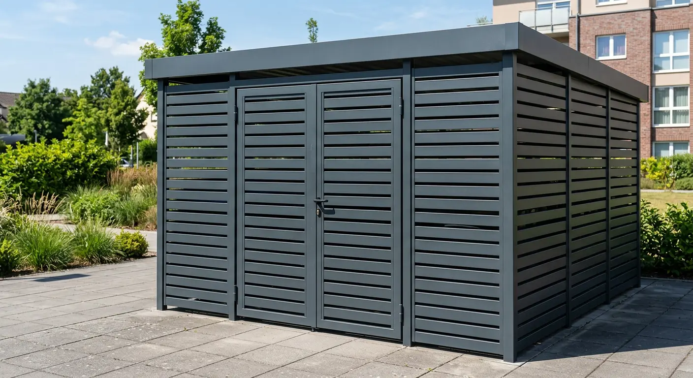 Wiata śmietnikowa BUDSTAL Premium w kolorze RAL 7016